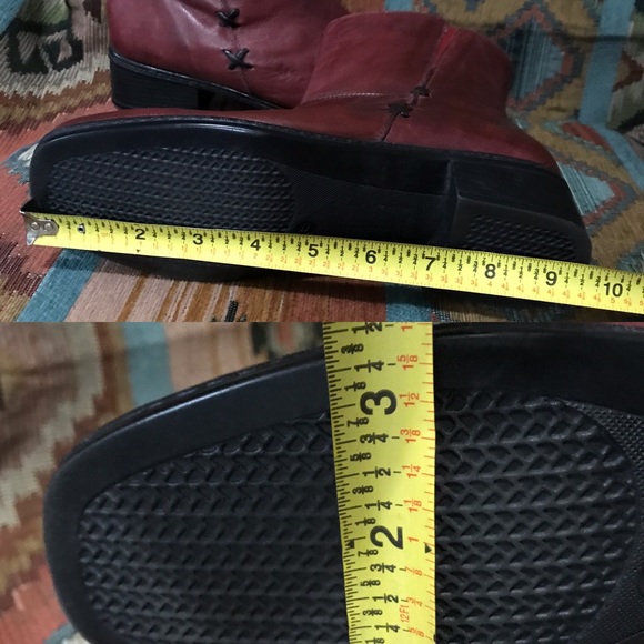 Burgundy Soft Leather Zip Ankle Boots - Picture 7 of 7